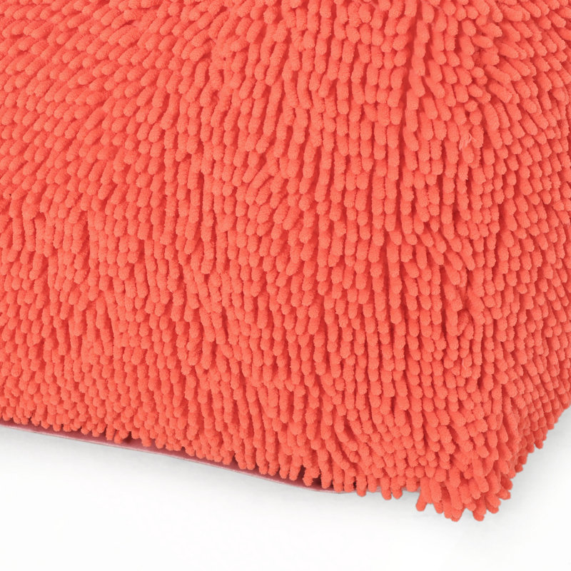 Spongy Microfiber Square Pouf, Coral