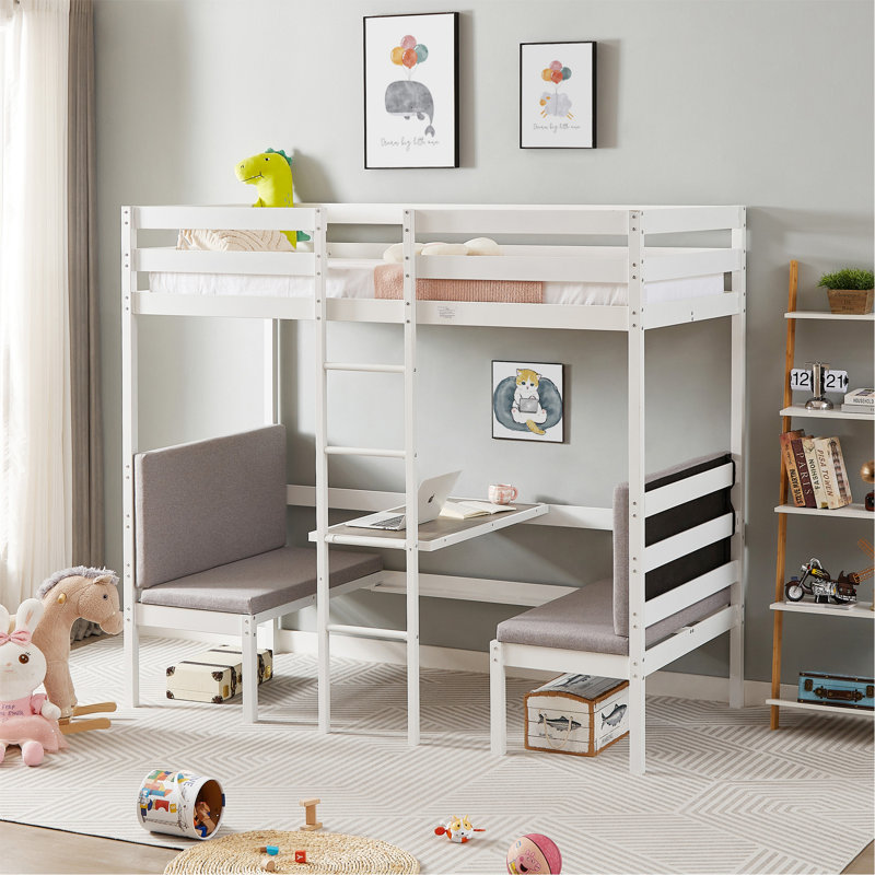 Les lits simples superposés peuvent être transformés en lit supérieur et en bureau, les ensembles de coussins sont gratuits. Blanc, L 79 po x l 40,9 po x H 79 po.