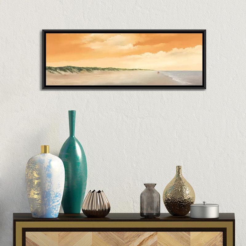 «Le long de la mer II», reproduction sur toile, H 16 po x l 48 po x P 1,5 po, Cadre noir