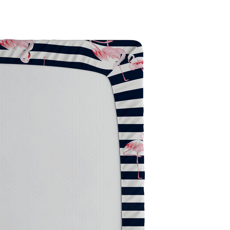 Drap-housse Ambesonne Flamingo Illustration d'oiseau exotique rose pâle et blanc indigo, Twin XL Fitted Sheet