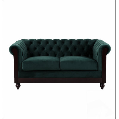 Upholstered Sofa Velvet Loveseat Sofa with Tufted Button by House of Hampton