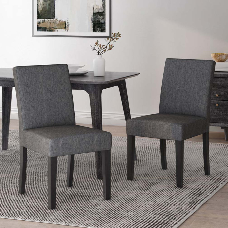 Chaise de salle à manger rembourrée, Gris anthracite, 2