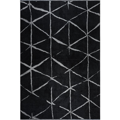Rapture Black Gray Geometric Luxury Area Rug