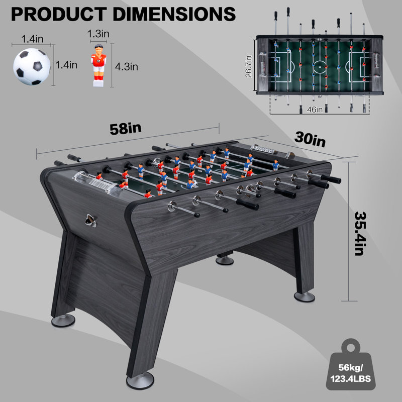 Table de soccer sur table avec 2 balles de 58 po RayChee, En bois