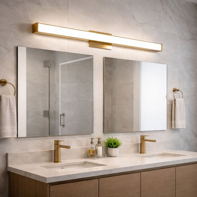 Edge Advantage 18in LED Bathroom Vanity and Wall Light 18W 1,500 Lumens 5-CCT Selectable 2700-3000-3500-4000-5000K in Aged Brass with Adjustable Backplate
