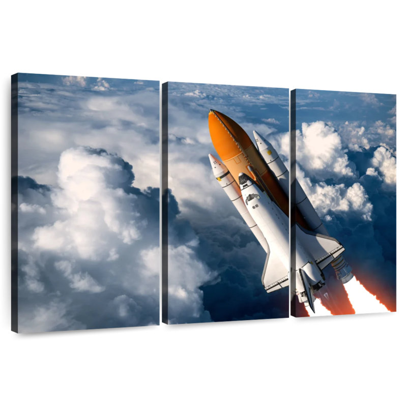 Oberle Cloudy Space Shuttle Flight, 28" H x 45" W