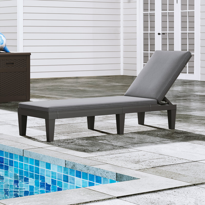 Alizay 74.5'' Long Reclining Single Chaise with Cushions, Black