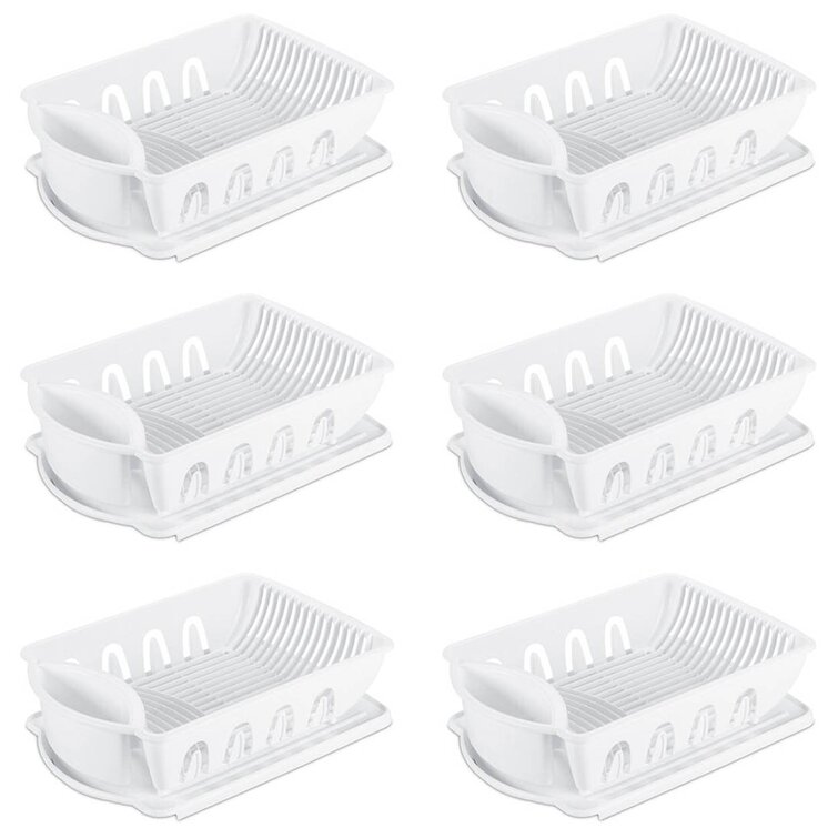 4 pieces Sterilite Small 2 Piece Sink Set, White - Dish Drying Racks - at 