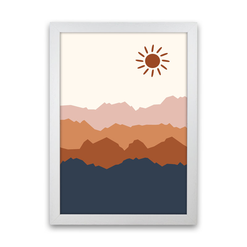 Sun Blue Mountain 02 - Print, 46cm H x 34cm W x 3cm D, White Framed