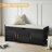 Upholstered 43.7" Wooden Entryway Storage Bench With Cushioned Seat & Hidden Compartments, Flip Top Shoe Cabinet Bench-2020279196