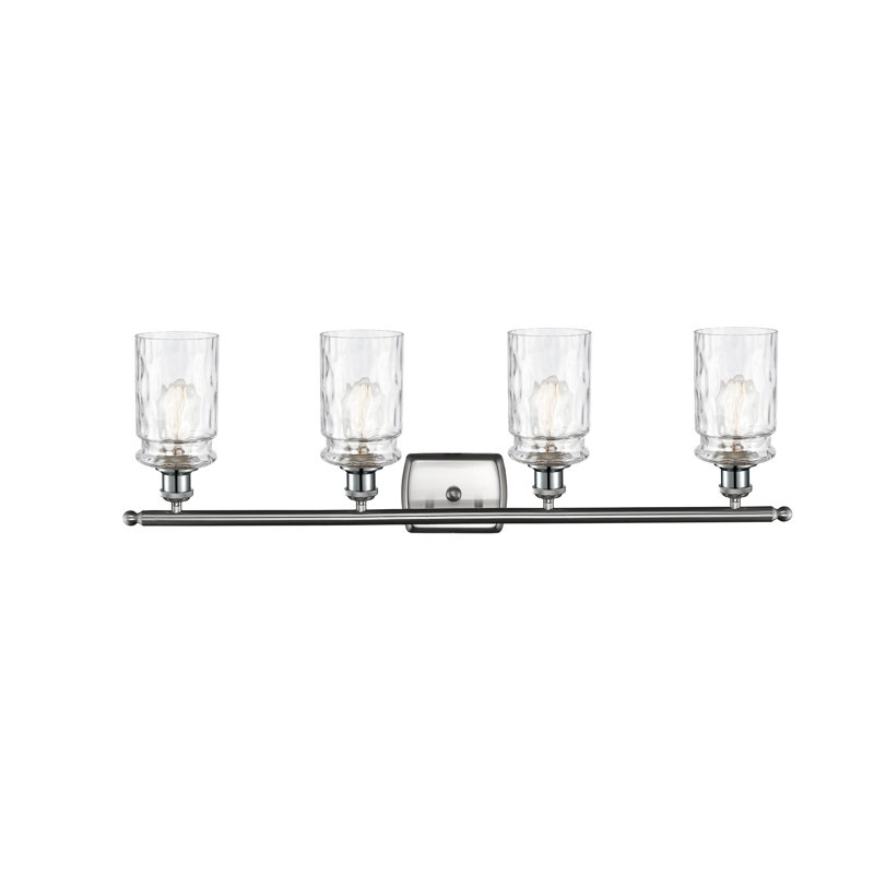 Éclairage de salle de bain à intensité variable 4 lumières Binkley, Ampoule incandescente rétro de 60 watts, Verre limpide