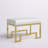 Pangea Home Upholstered Declan Laurence Stainless Steel Vanity Stool - Modern Upholstered Metal Accent Stool – Contemporary Decorative Stool for Living Room, Office, or Bedroom - White Faux Leather Stool with Gold Legs-370118247-370118265