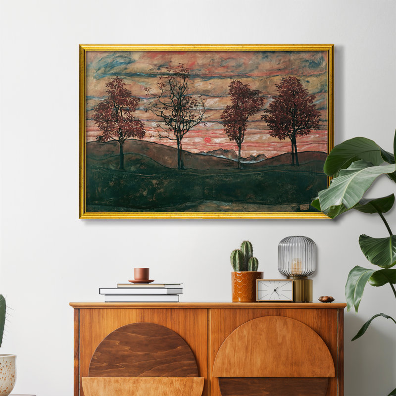 Quatre arbres (Vier Bäume), 1917-Egon Schiele-Toile encadrée personnalisée, 24x34 INNER SIZE, Toile avec cadre