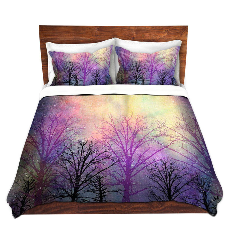 Ensemble de housse de couette trees, 1 housse + 2 taies très grand lit