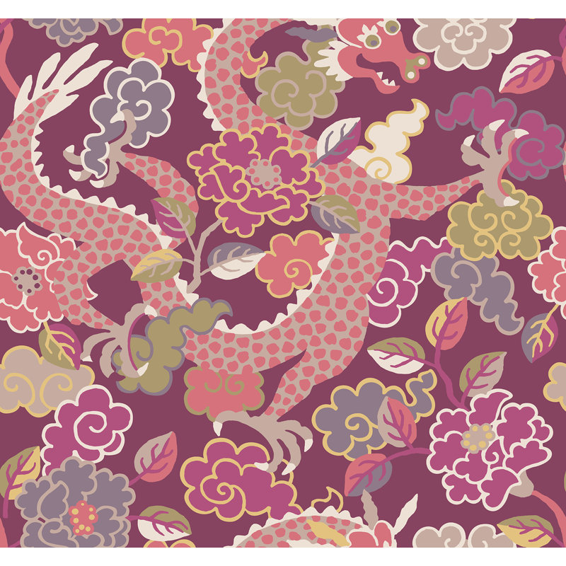 Keiundra Floral Wallpaper Roll, Purple