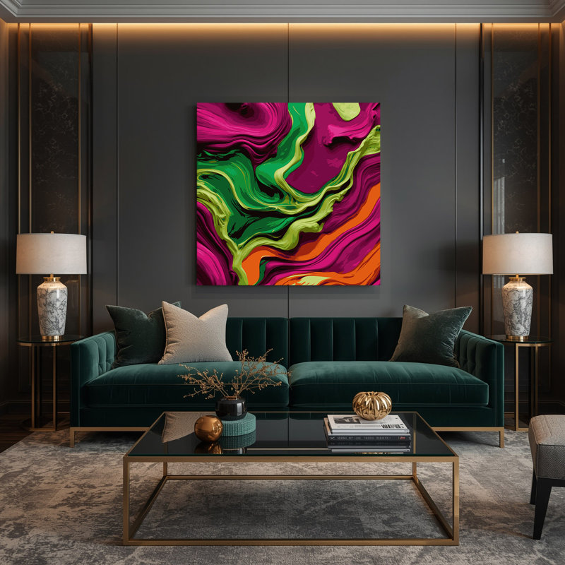 «Abstract Color Field 51», art mural sur toile mauve, H 32 po x l 32 po