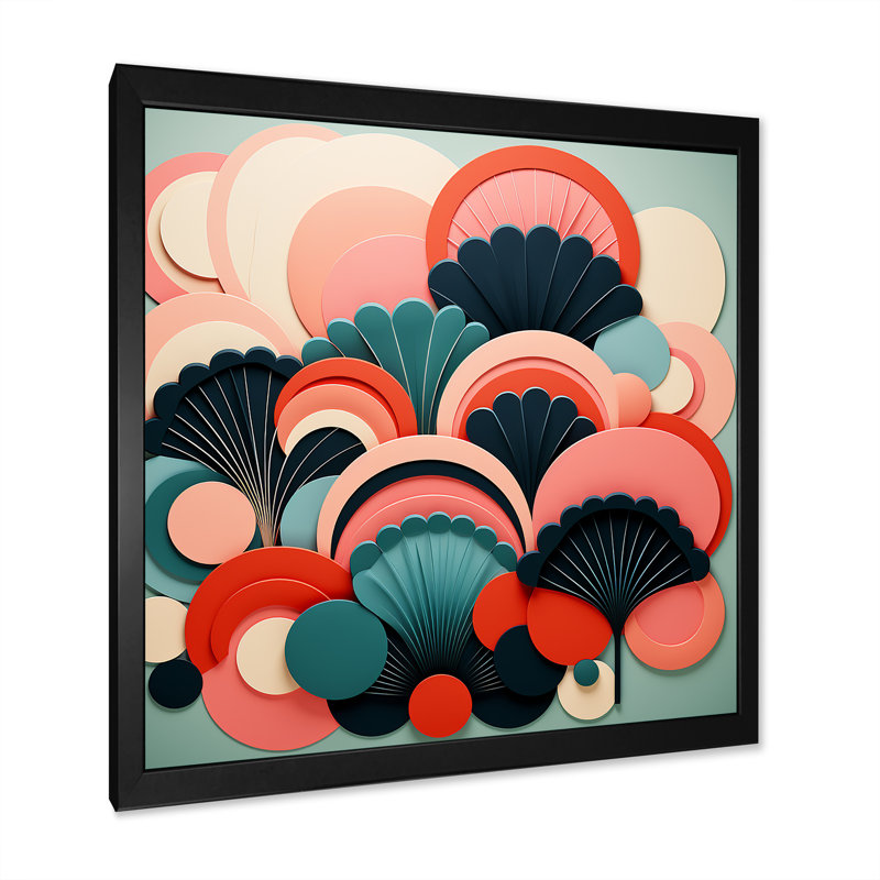 Art déco, corail marin Marvel I - art de corail, H 30 po x l 30 po x P 1,5 po, Cadre simple noir