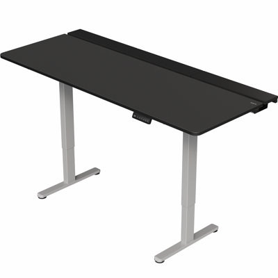 VIVO Electric 71" x 30" Desk, Full Pad, Black Hidden Cable Tabletop, Gray Frame
