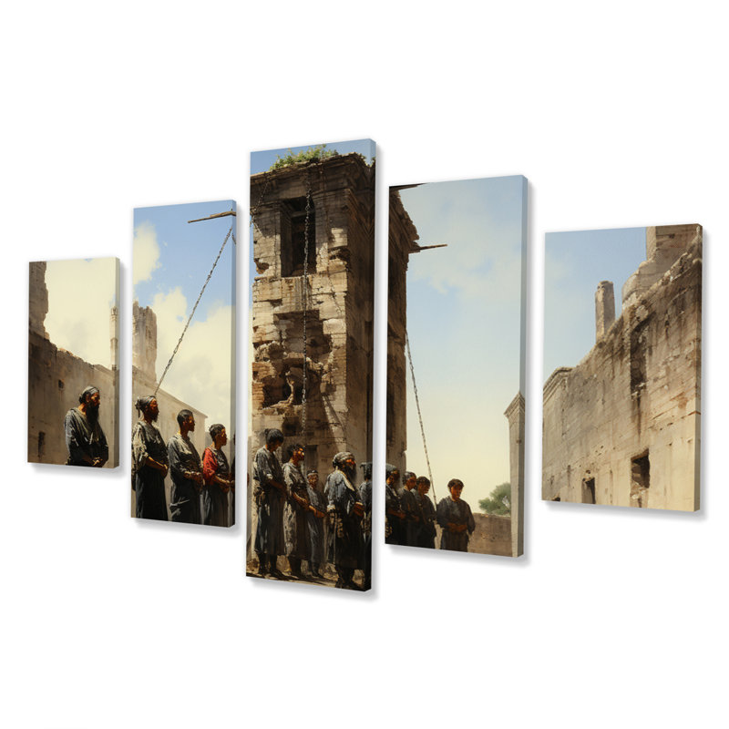 «Beige Blue Mexico Art The Exaction», reproduction d'art sur toile - 5 panneaux