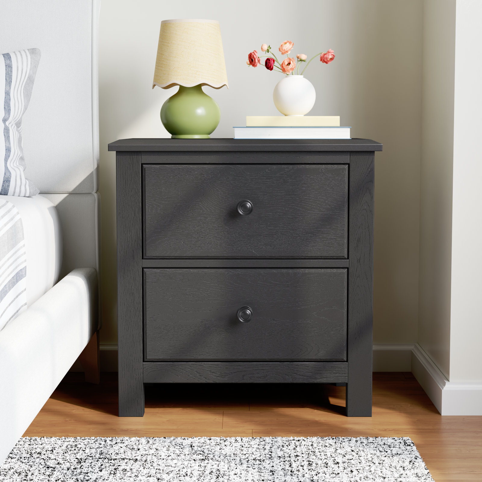 Lewin Oak Nightstand, Graphite