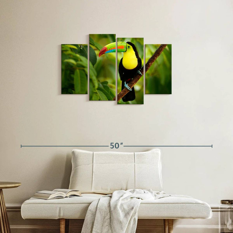 Toucan sur un arbre, H 22 po x l 36 po