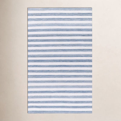 Rockaway Blue Hand-Woven Striped Outdoor Rug