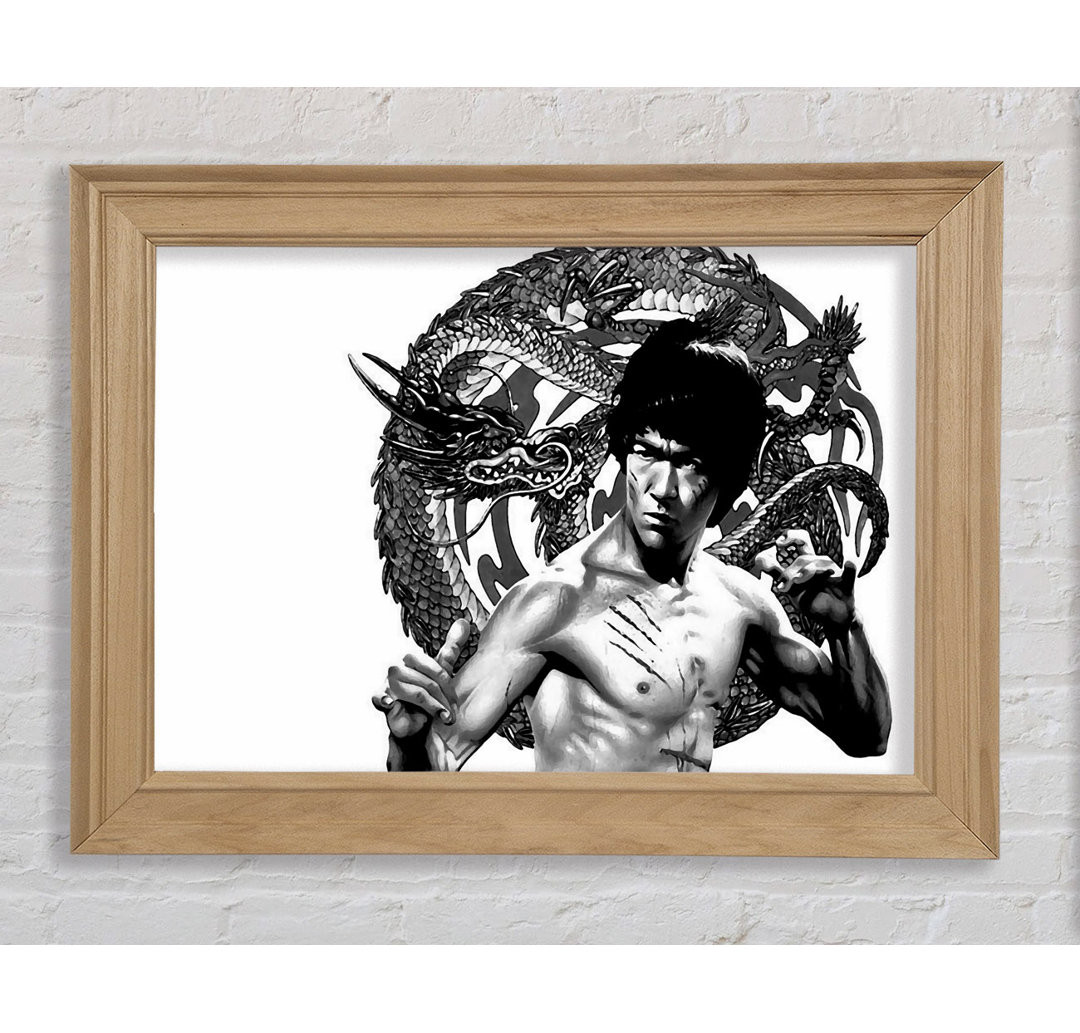 Bruce Lee Dragon B N W - Einzelne Bilderrahmen Kunstdrucke