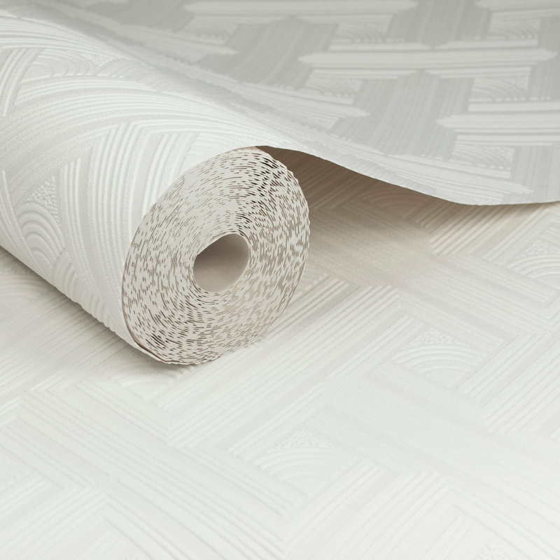 Superfresco Paintable Geometric White Durable Heavy Duty 10m x 52cm Matte Wallpaper Roll