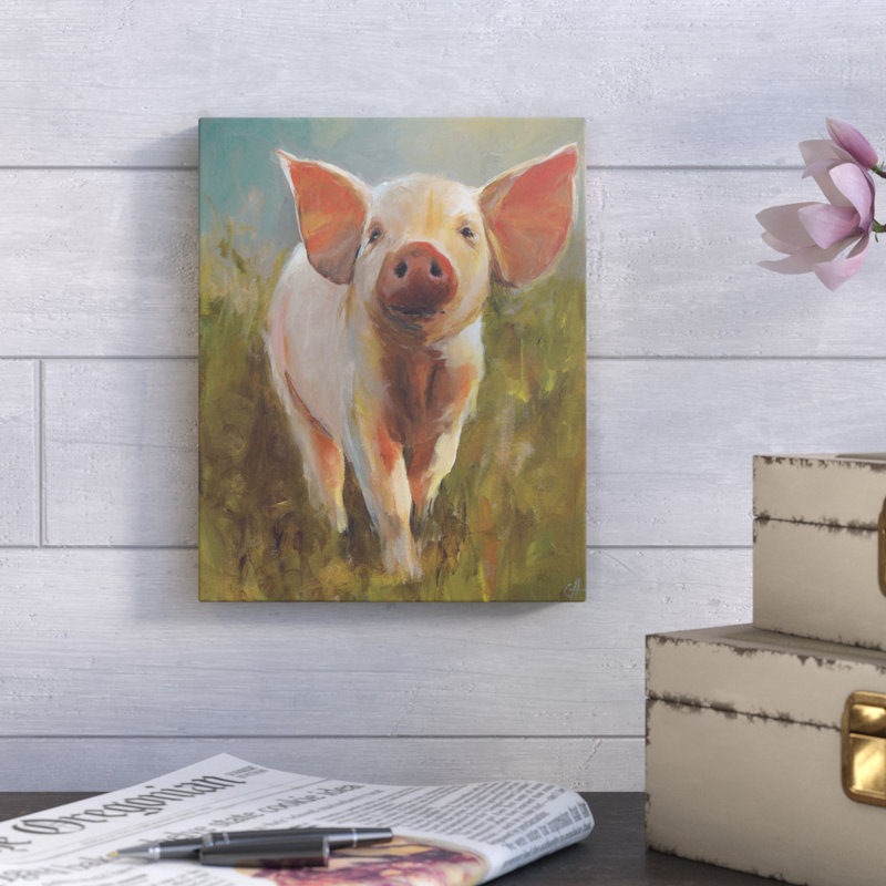 "Morning Pig" par Cari J. Humphry, reproduction sur toile, H 10 po x l 8 po x P 2 po, Toile tendue