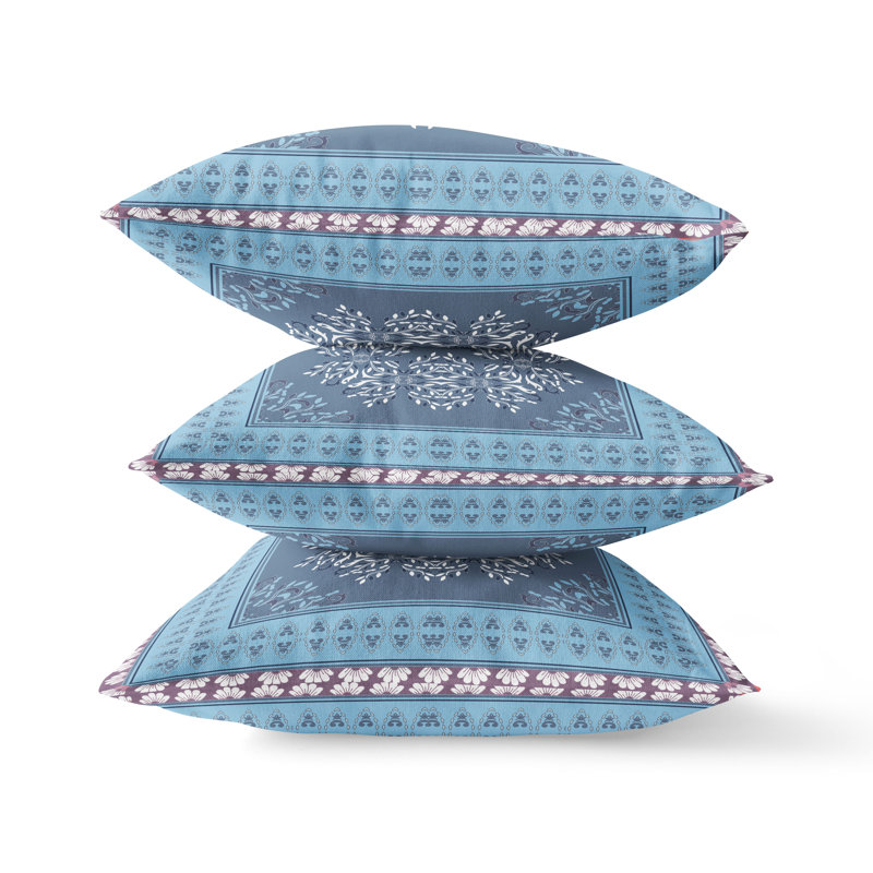 Geometric Reversible Throw Pillow, 18" x 18", Beige Indigo