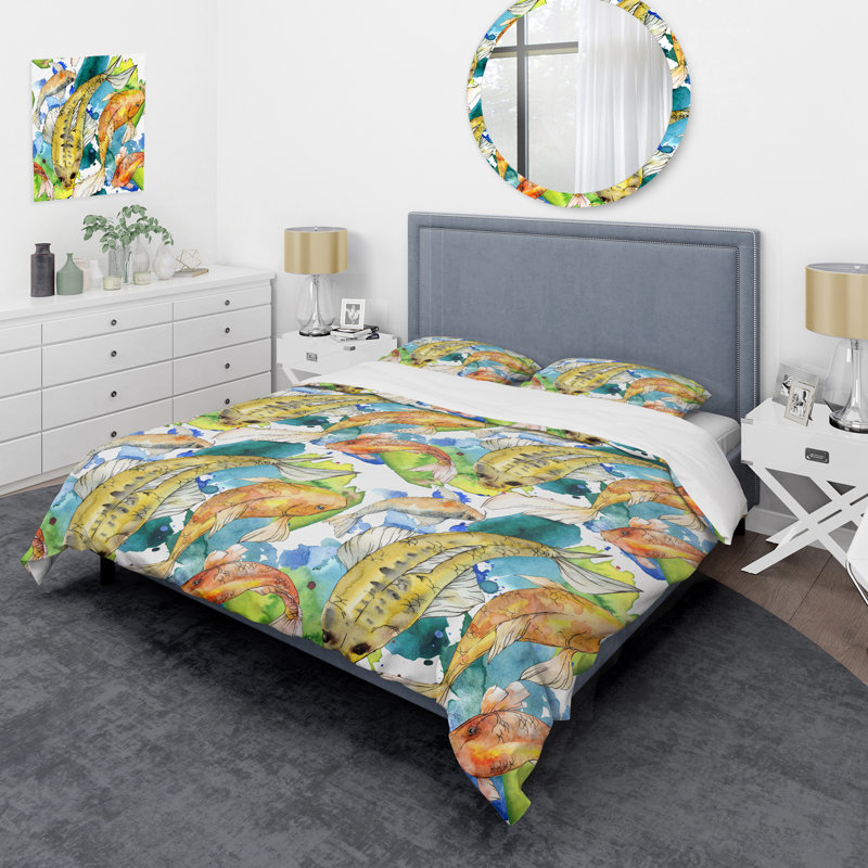 Ensemble de housse de couette en microfibre jaune / vert 3 pièces