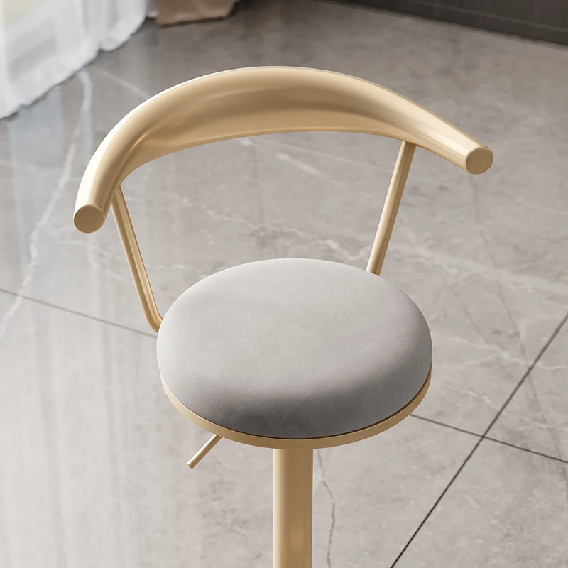 Modern Bar Stools Set of 1, Adjustable Velvet Upholstered Swivel Bar Stools, Counter Height Bar Chairs with Back for Kitchen Island