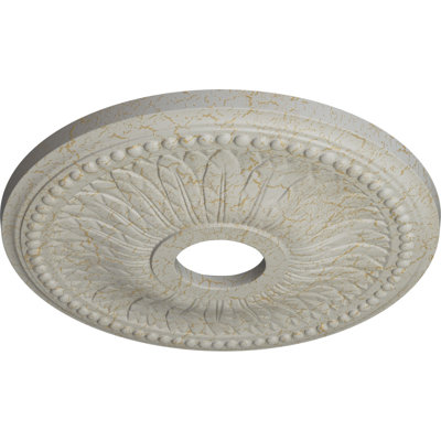 Endurathane Bailey Ceiling Medallion, 18"OD x 3 3/4"ID x 1 1/2"P (Fits Canopies up to 5 3/4"), Hand-Painted Pot of Cream Crackle Finish