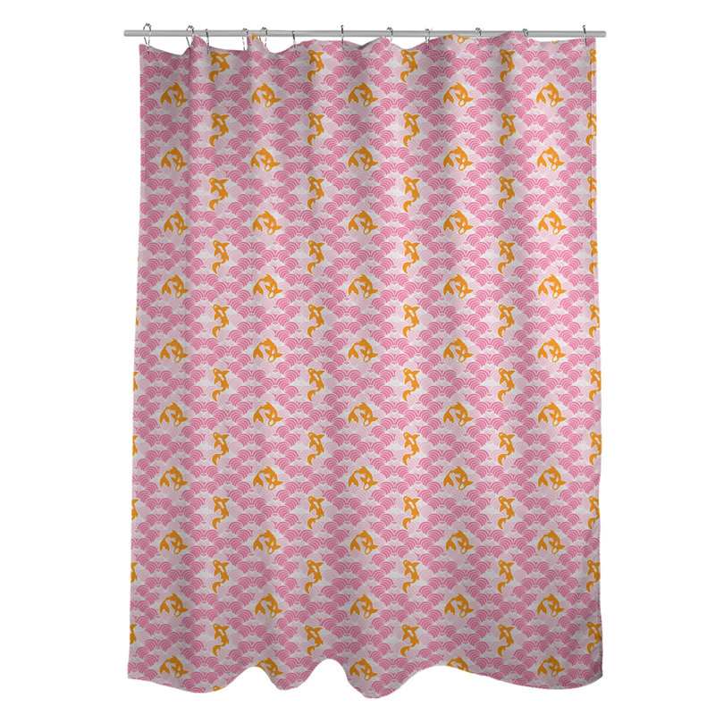 Rideau à Sower unique à motif de poissons et de vagues koi, Rose