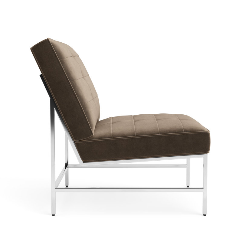 Major Chair, Performance Velvet - Otter, Polished Stainless Steel