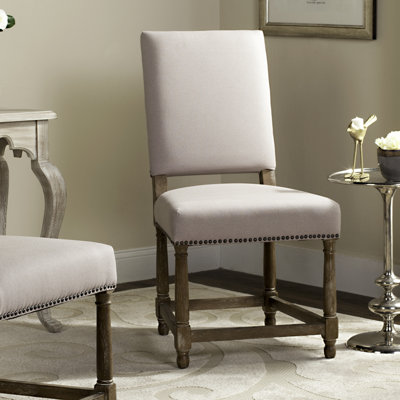 Chaise d'appoint rembourrée en lin fleur taupe