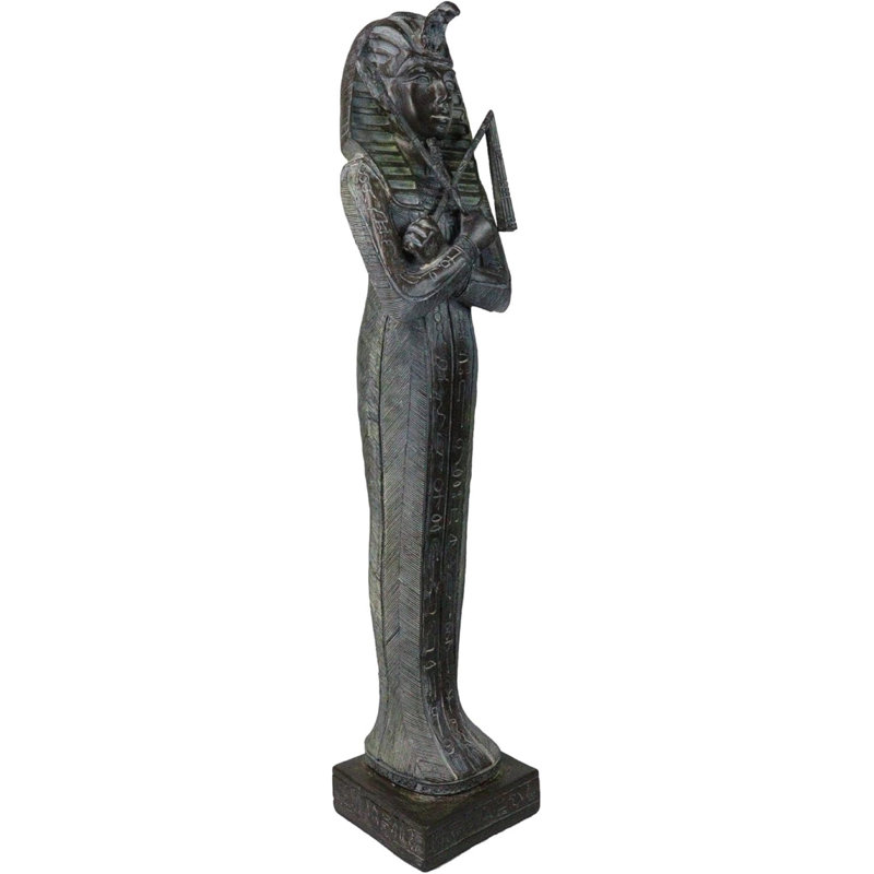 Figurine de sarcophage de pharaon égyptien antique avec crook et fléau H 16 po