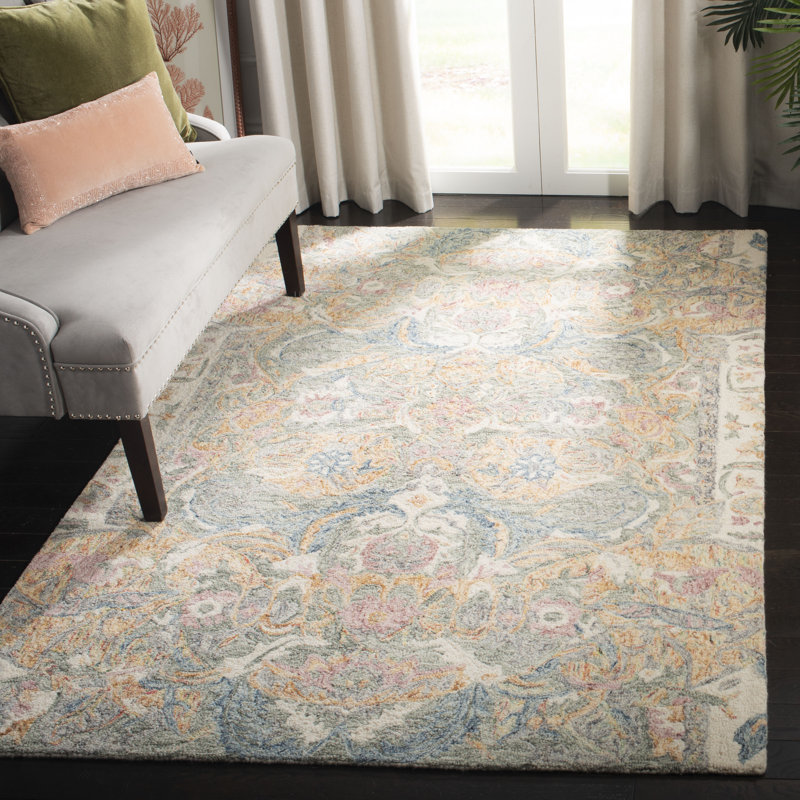 Butters Hand Tufted Wool Floral Rug, Rectangle 4' x 6'