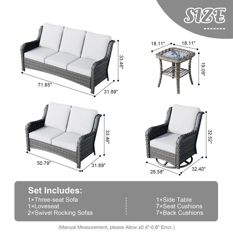 Ensemble de conversation pour 5 personnes avec coussins Karega, gris, gris