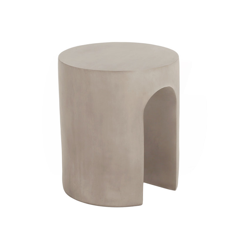 Outdoor Mgo Round With U-Shape Side Table, Light Grey