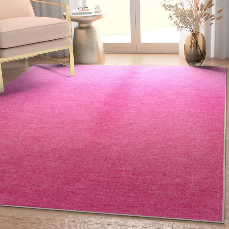 Tapis tissé à plat à motif géométrique rose Winston Porter, Rectangle 7 pi 7 po x 9 pi 10 po