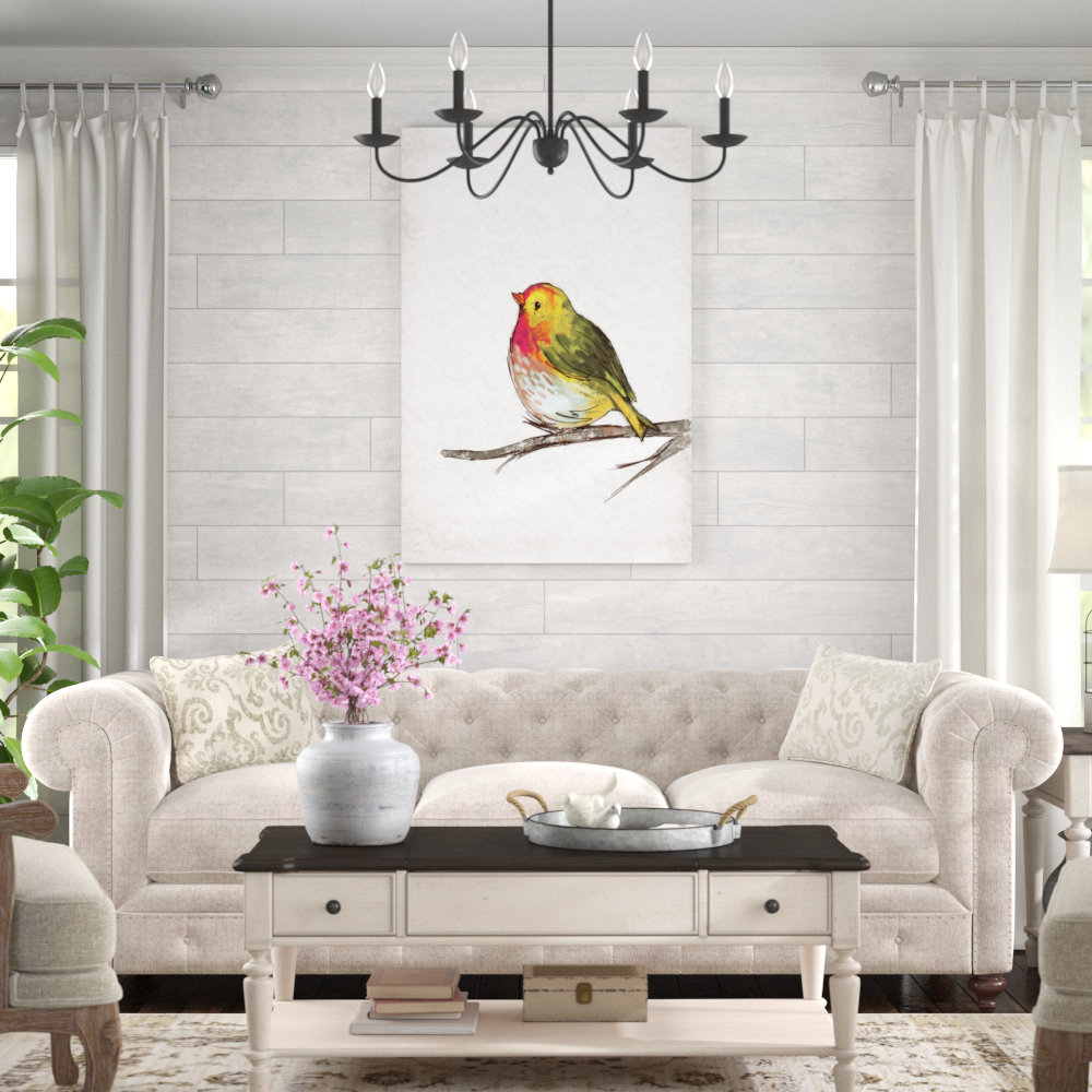 " Brightly Colored Chunky Bird On White " Winston Porter