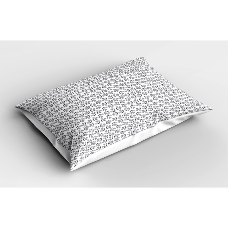 Ambesonne Geometric Pillow Sham 2 Pack Triangular Formations 36"x20" Dimgray Pale Grey
