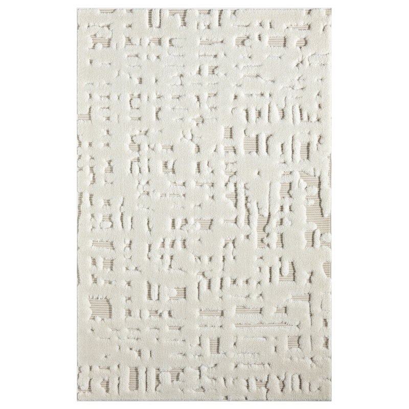 Oheneba Collection Modern Abstract Cream and Beige Area Rug, Rectangle 2' x 3'