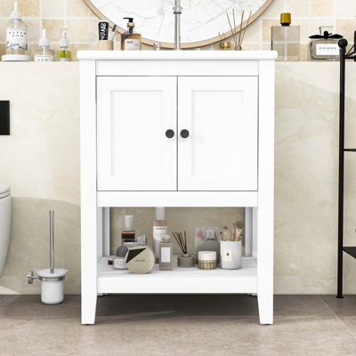 Meuble-lavabo de 24 po avec lavabo en céramique et tablette ouverte