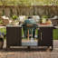 Chariot de barbecue mobile avec comptoir réglable, table de préparation pliable, support à épices et grand espace de rangement