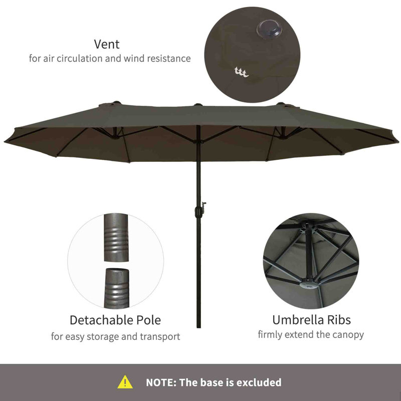 455cm Market Parasol, Grey