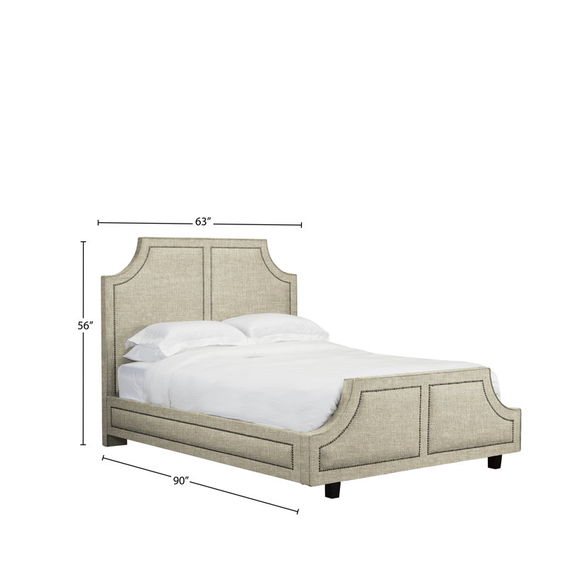 Lit plateforme en tissu d’ameublement Stoller, Lin - Beige, Grand