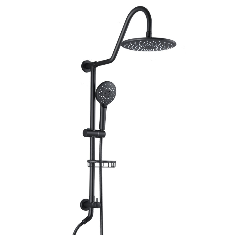10" Rainfall & Handheld Showerhead Shower System With Matte Black Slide Globule Head And Gathering