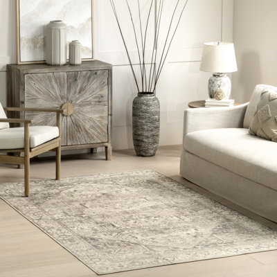 Brielle SpinClean Machine Washable Vintage Medallion Area Rug